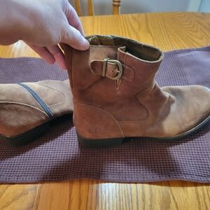 Born Brown Suede Ankle Boots with Buckle